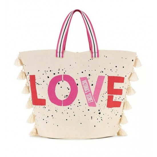 Victoria’s Secret LOVE Tassel Canvas Weekender Tote Bag